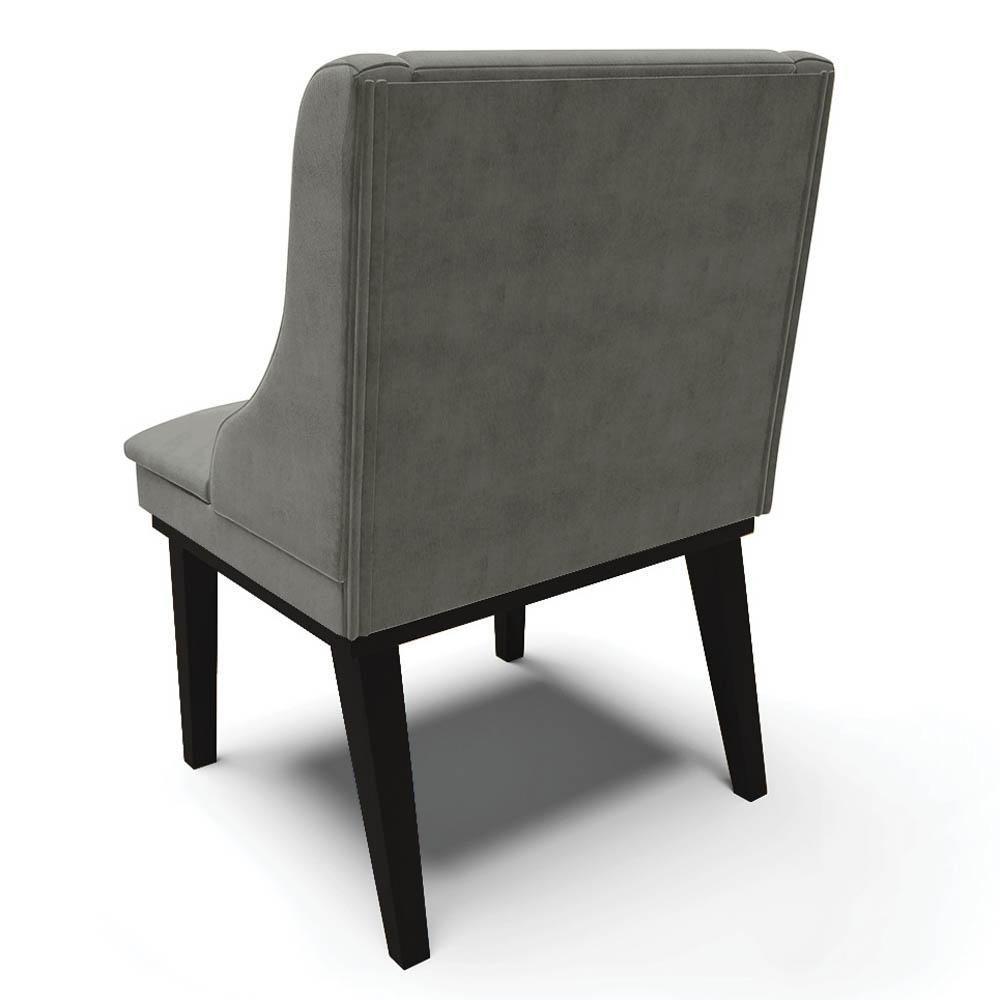 Cadeira Estofada Para Sala De Jantar Base Fixa De Madeira Preto Lia Suede Grafite - Ibiza - 7