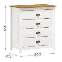 Cômoda Para Quarto 4 Gavetas Estilo Americano 80cm Lázio F07 Branco-carvalho - Mpozenato - 4