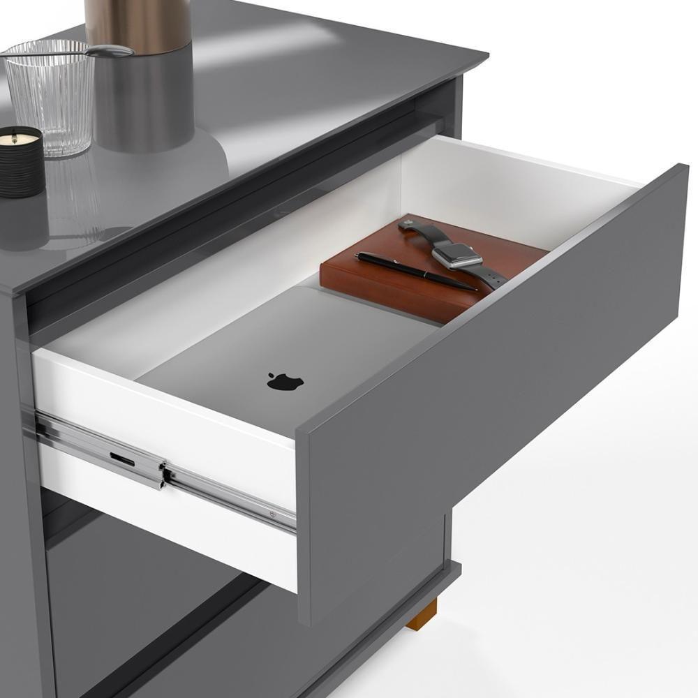 Cômoda Para Quarto 3 Gavetas 68cm Ej Cinza - Ej Móveis - 5