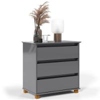 Cômoda Para Quarto 3 Gavetas 68cm Ej Cinza - Ej Móveis - 1