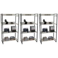 Kit 3 Estantes Livreiro Prisma Estilo Industrial 80cm 4 Prateleiras C08 Snow - Mpozenato - 1