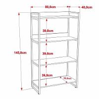 Kit 3 Estantes Livreiro Prisma Estilo Industrial 80cm 4 Prateleiras C08 Snow - Mpozenato - 5