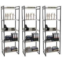 Kit 3 Estantes Livreiro Prisma Estilo Industrial 60cm 5 Prateleiras C08 Snow - Mpozenato - 1