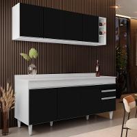 Armário Nevada E Balcão 180cm Com Tampo Dallas Branco-preto - Lumil - 2