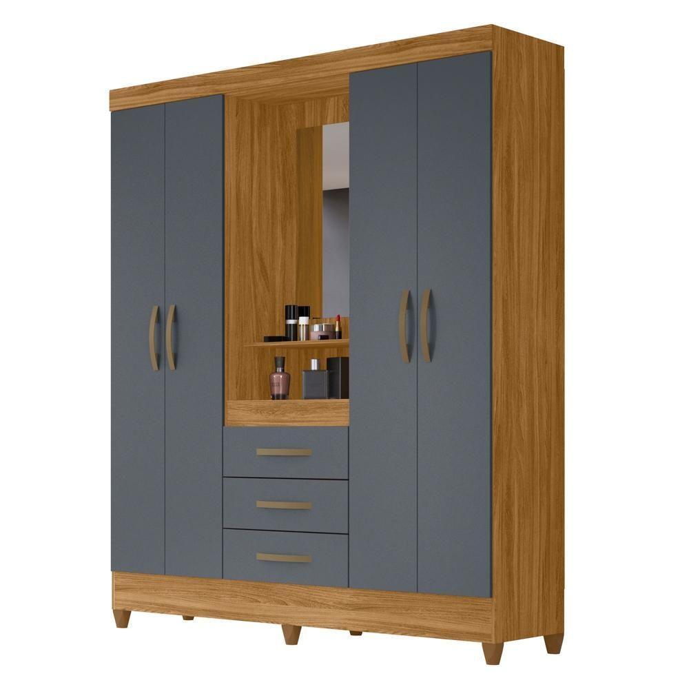 Guarda Roupa Solteiro Capelinha Com Espelho 204cm Caprese M07 Freijó-cinza - Mpozenato - 1