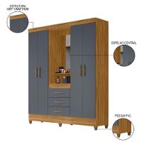 Guarda Roupa Solteiro Capelinha Com Espelho 204cm Caprese M07 Freijó-cinza - Mpozenato - 3