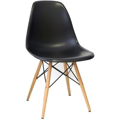 Cadeira Eiffel Charles Eames Preta F01 Com Base De Madeira Dsw - Mpozenato