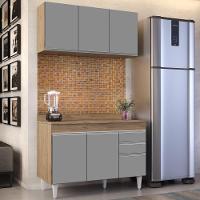 Armário Virgínia E Balcão Com Tampo Michigan 120cm Castanho-cinza - Lumil - 2