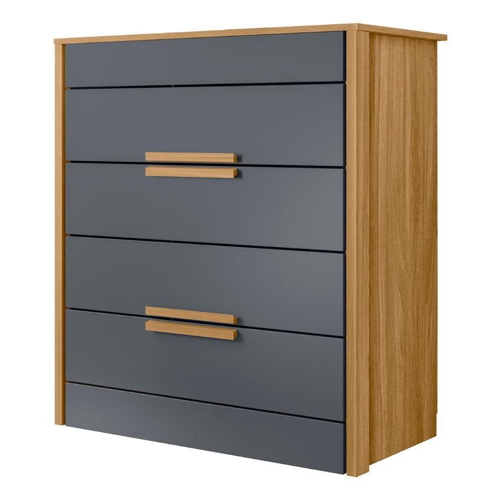 Cômoda Para Quarto 4 Gavetas 86cm Pavia M07 Freijó-cinza - Mpozenato - 1