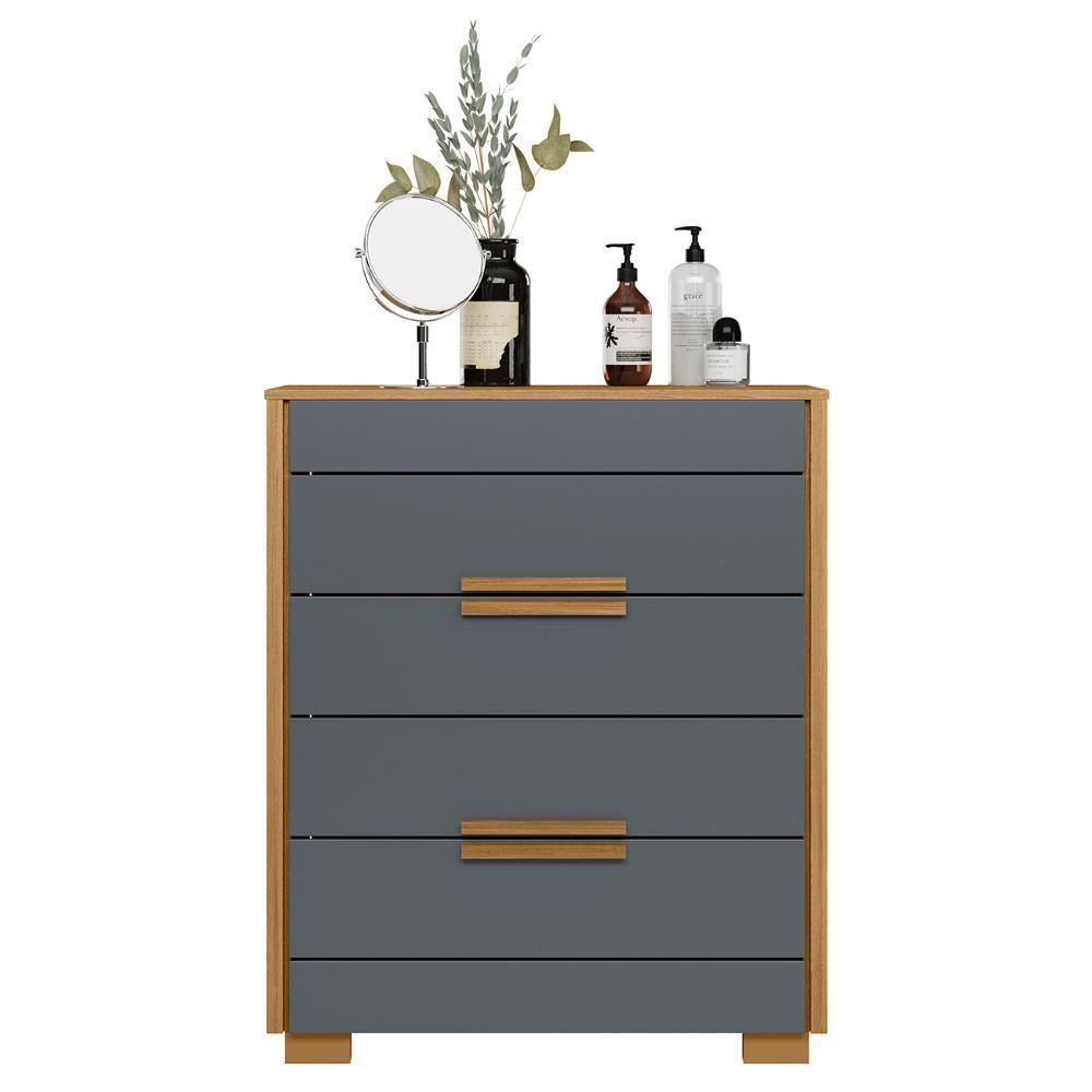 Cômoda Para Quarto 4 Gavetas 86cm Pavia M07 Freijó-cinza - Mpozenato - 3