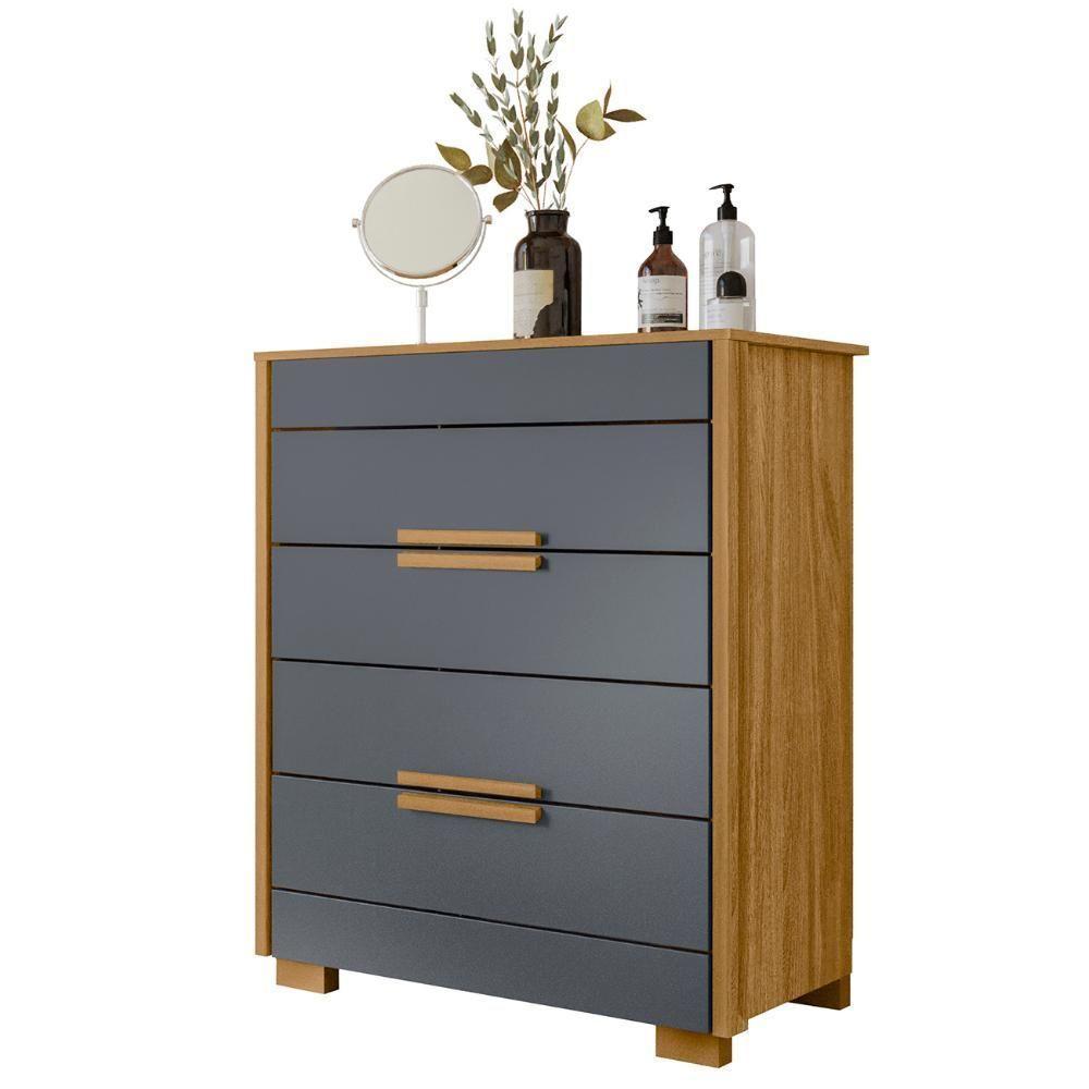 Cômoda Para Quarto 4 Gavetas 86cm Pavia M07 Freijó-cinza - Mpozenato - 7