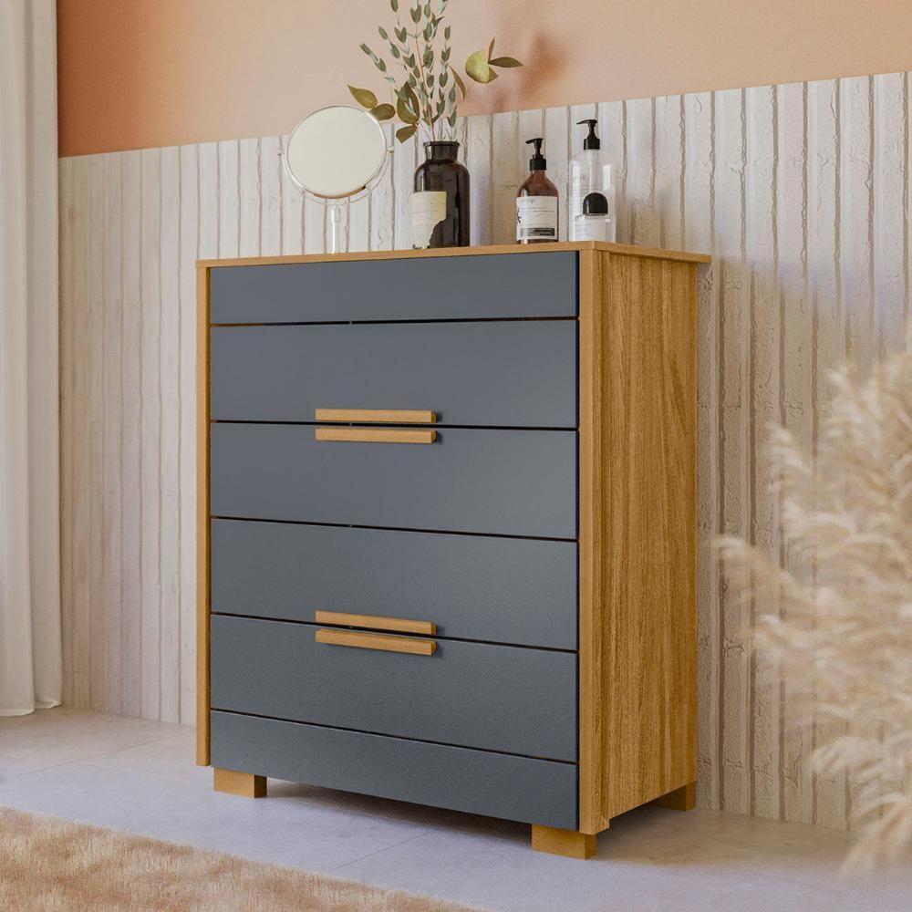 Cômoda Para Quarto 4 Gavetas 86cm Pavia M07 Freijó-cinza - Mpozenato - 8