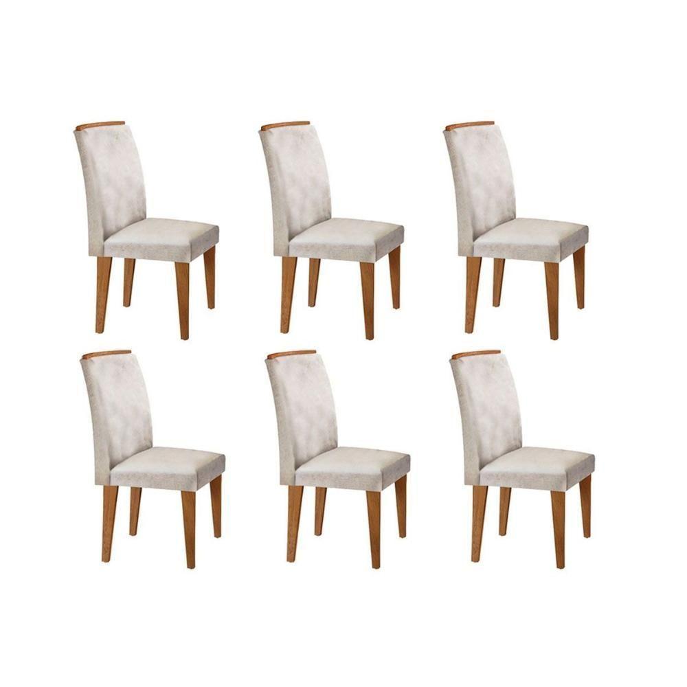 Cadeira Sala de Jantar Lunara Kit 6 Un Imbuia/Veludo Creme - Rufato - 1
