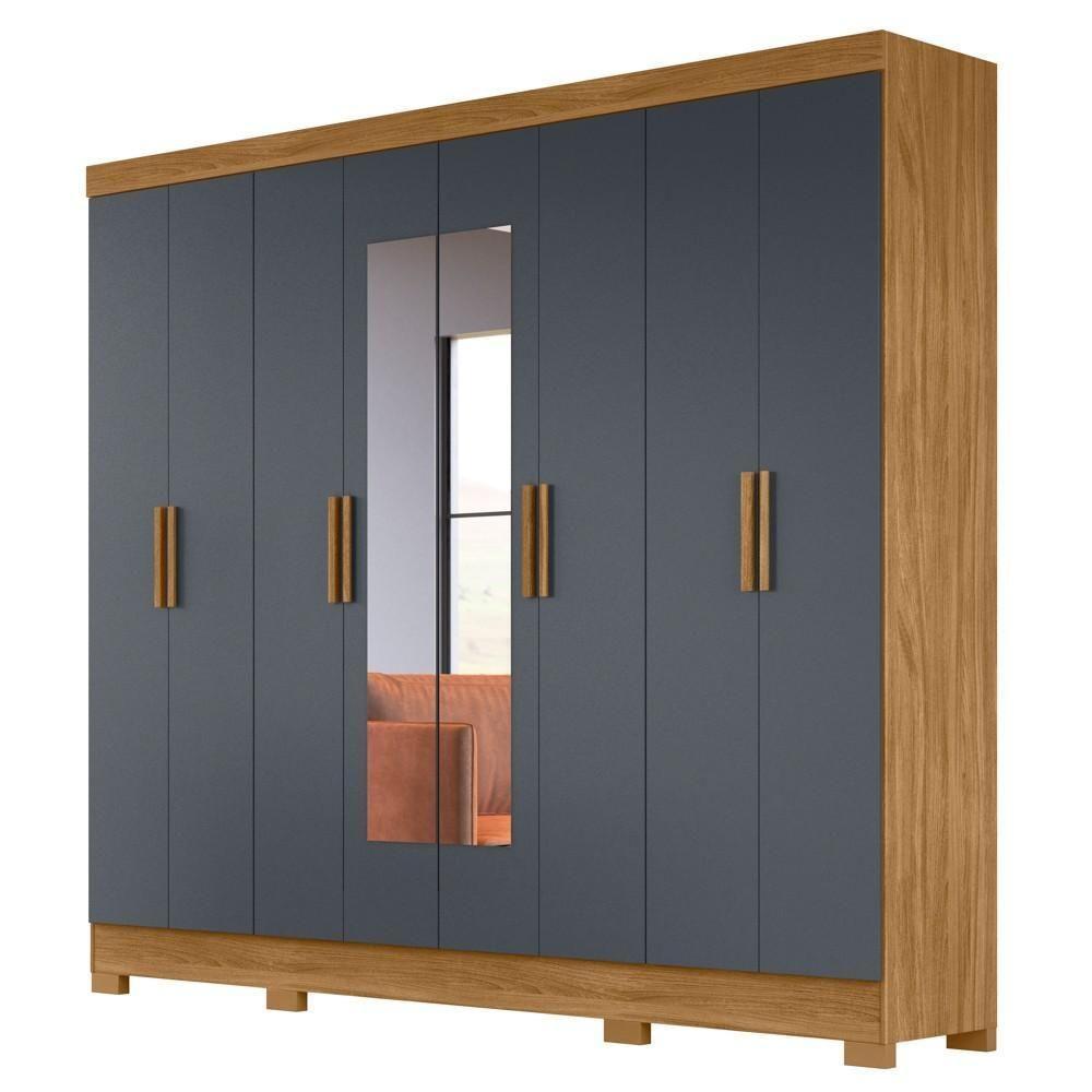 Guarda Roupa Casal Com Espelho 8 Portas 236cm ágata M07 Freijó-cinza - Mpozenato - 1