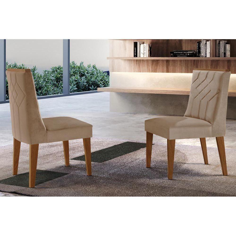 Cadeira Sala de Jantar Nevada Kit 2 Un MDF Imbuia/Veludo Capuccino - Rufato - 1