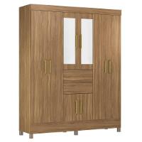 Guarda Roupa Casal 8 Portas 2 Com Espelho Elite 2 Gavetas Munique D02 Amendola Touch - Mpozenato - 1