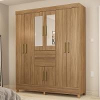Guarda Roupa Casal 8 Portas 2 Com Espelho Elite 2 Gavetas Munique D02 Amendola Touch - Mpozenato - 3
