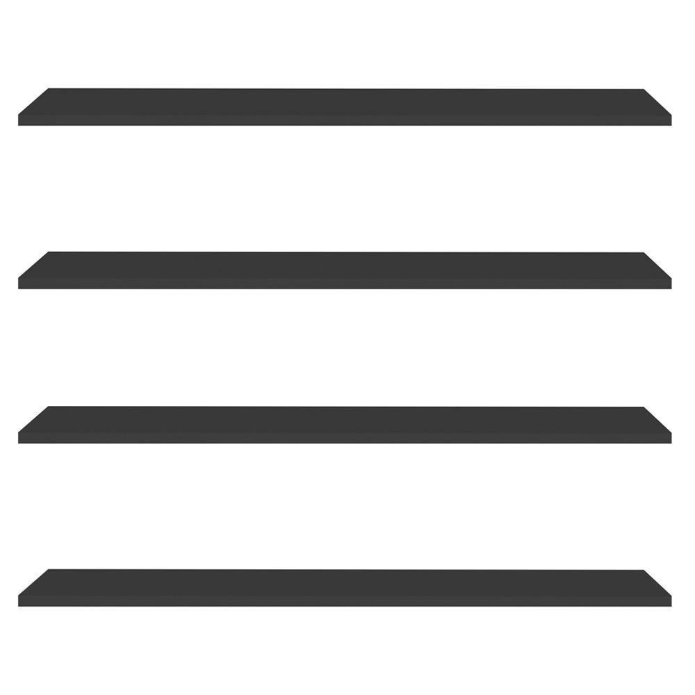 Prateleira Flutuante Para Escritório Kit 4 Com Suporte Invisível 68cm Yara Preto - Lumil - 1