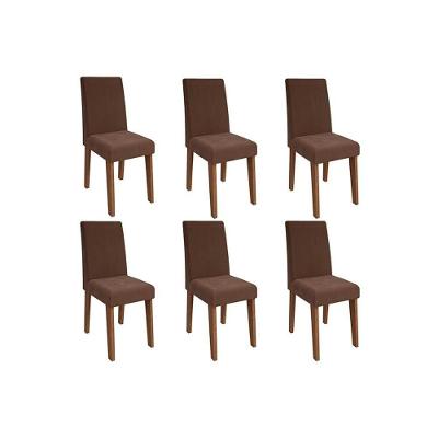 Cadeira Sala De Jantar Milena Kit 6 Un Savana/suede Chocolate