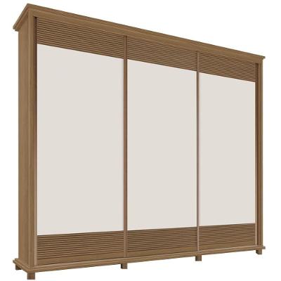 Guarda Roupa 250cm 3 Portas Deslizante Sem Espelho 4 Gavetas Doratto F08 Freijó-off White - Mpozenato