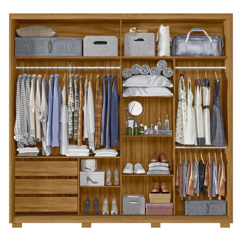 Guarda Roupa Casal 2 Portas De Correr E Espelho 242cm Lara M07 Freijó-off White - Mpozenato - 6