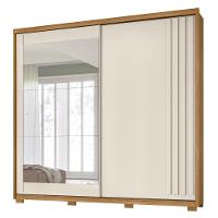 Guarda Roupa Casal 2 Portas De Correr E Espelho 242cm Lara M07 Freijó-off White - Mpozenato - 1