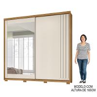 Guarda Roupa Casal 2 Portas De Correr E Espelho 242cm Lara M07 Freijó-off White - Mpozenato - 5