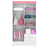Guarda Roupa Flex 4 Portas 2 Gavetas Astro D02 Branco-rosa-branco - Mpozenato - 3