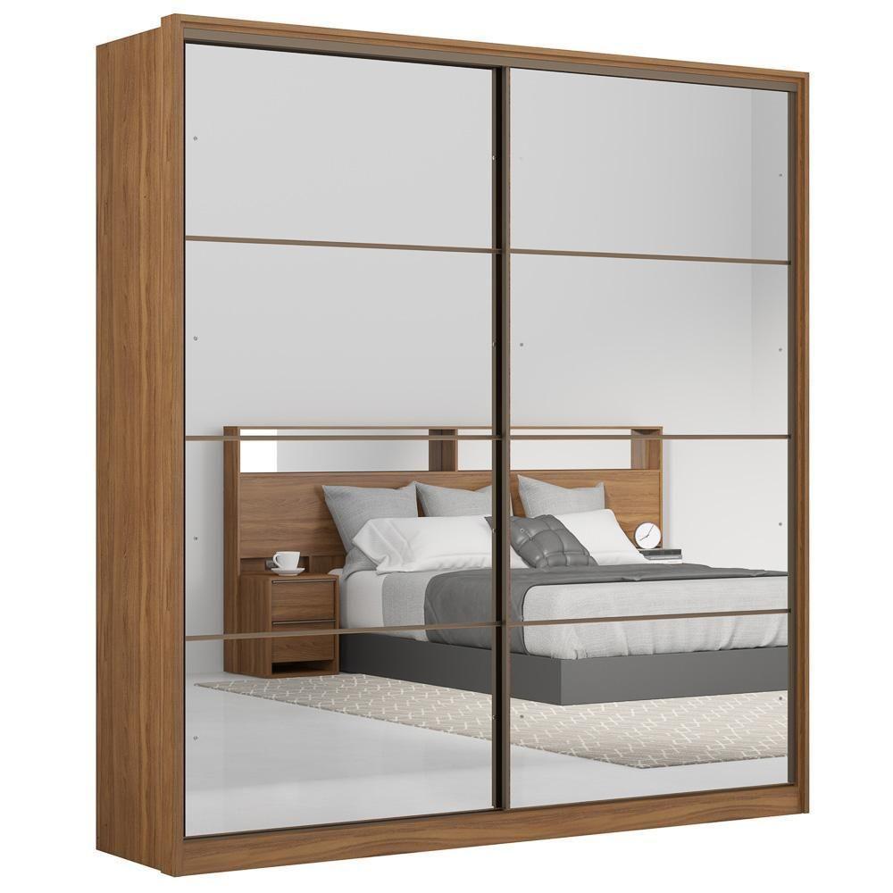 Guarda Roupa Casal 2 Portas 2 Com Espelhos 3 Gavetas Belga D02 Amendola Touch - Mpozenato - 1