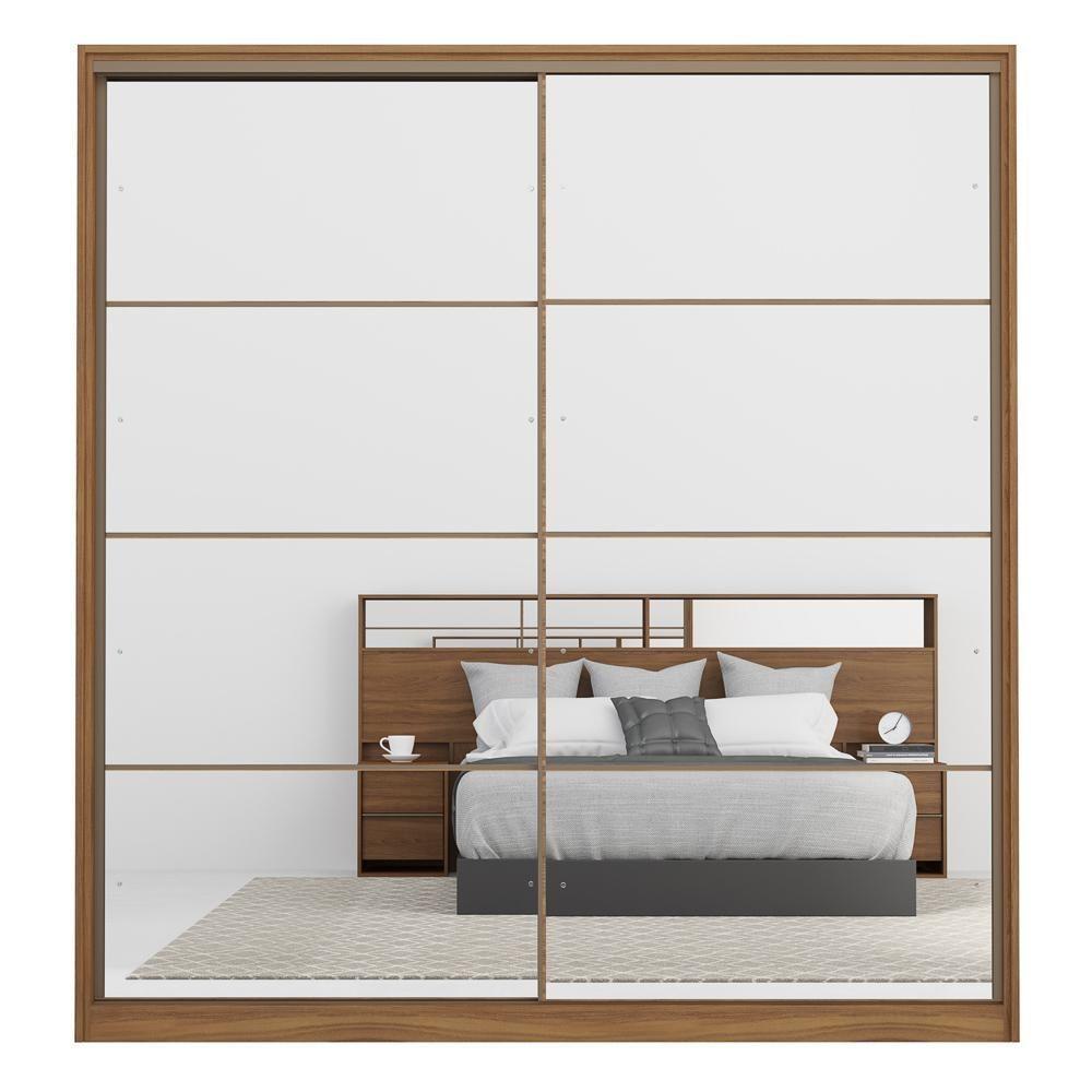 Guarda Roupa Casal 2 Portas 2 Com Espelhos 3 Gavetas Belga D02 Amendola Touch - Mpozenato - 5