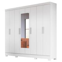 Guarda Roupa Casal Com Espelho 8 Portas 236cm ágata M07 Branco - Mpozenato - 1