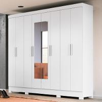 Guarda Roupa Casal Com Espelho 8 Portas 236cm ágata M07 Branco - Mpozenato - 2