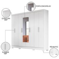 Guarda Roupa Casal Com Espelho 8 Portas 236cm ágata M07 Branco - Mpozenato - 3