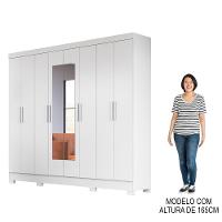 Guarda Roupa Casal Com Espelho 8 Portas 236cm ágata M07 Branco - Mpozenato - 5
