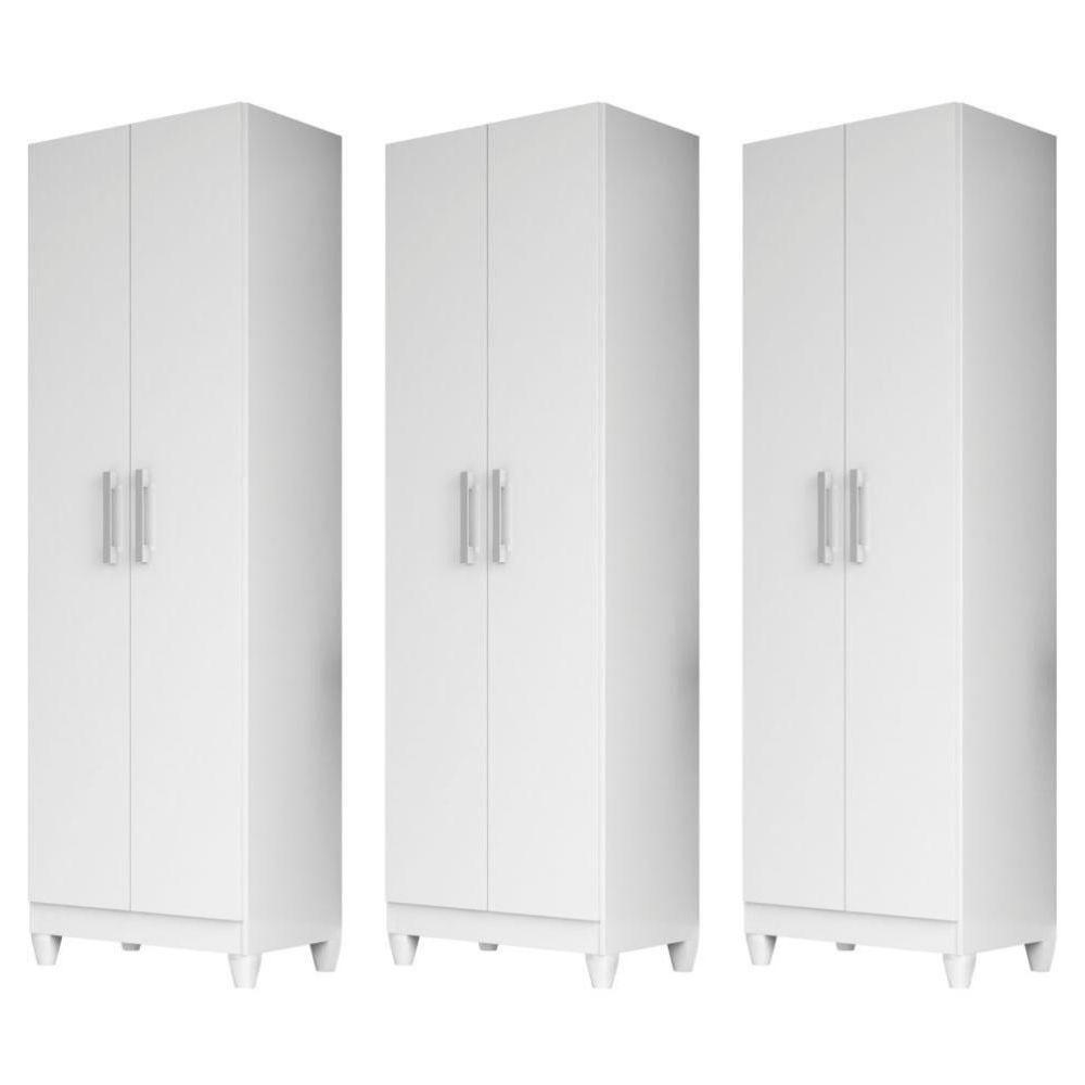 Kit 3 Armários Organizadores Multiuso íris 2 Portas Branco - Moval - 1