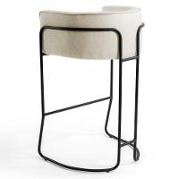 Kit 4 Banquetas Decorativas Base Aço Preto Betina C-107 Linho Bege Cru - Domi - 5