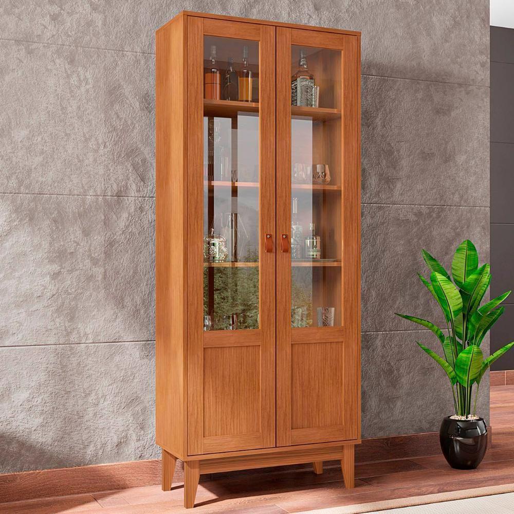 Cristaleira Com Portas De Vidro Sala De Jantar Liria C14 Cedro - Mpozenato - 2