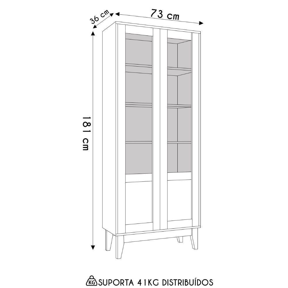 Cristaleira Com Portas De Vidro Sala De Jantar Liria C14 Cedro - Mpozenato - 4