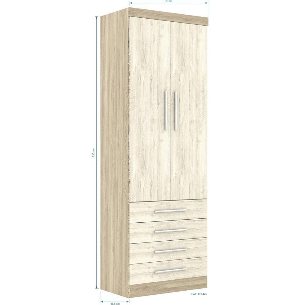Guarda Roupa Modulado 2 Portas 4 Gavetas 191 Master Avelã Rústico-ártico Rústico - Eucamóveis - 3