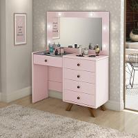 Penteadeira Camarim Com Espelho 5 Gavetas Luna Rosê - Móveis Luapa - 2