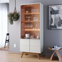 Cristaleira Com Portas De Vidro E Led Rebeca C05 Off White-freijó - Mpozenato - 2