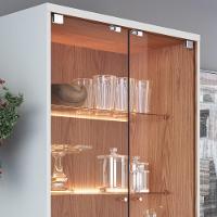 Cristaleira Com Portas De Vidro E Led Rebeca C05 Off White-freijó - Mpozenato - 6