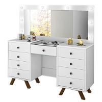 Penteadeira Camarim Com Espelho 9 Gavetas Mila Branco - Móveis Luapa - 1