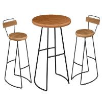 Conjunto Mesa Bistrô Alta E 2 Banquetas Com Encosto Estilo Industrial Aura D09 Peroba - Mpozenato - 1