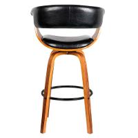 Banqueta Giratória Alta Com Encosto Base Madeira Ravi R02 Sintético Preto - Mpozenato - 3