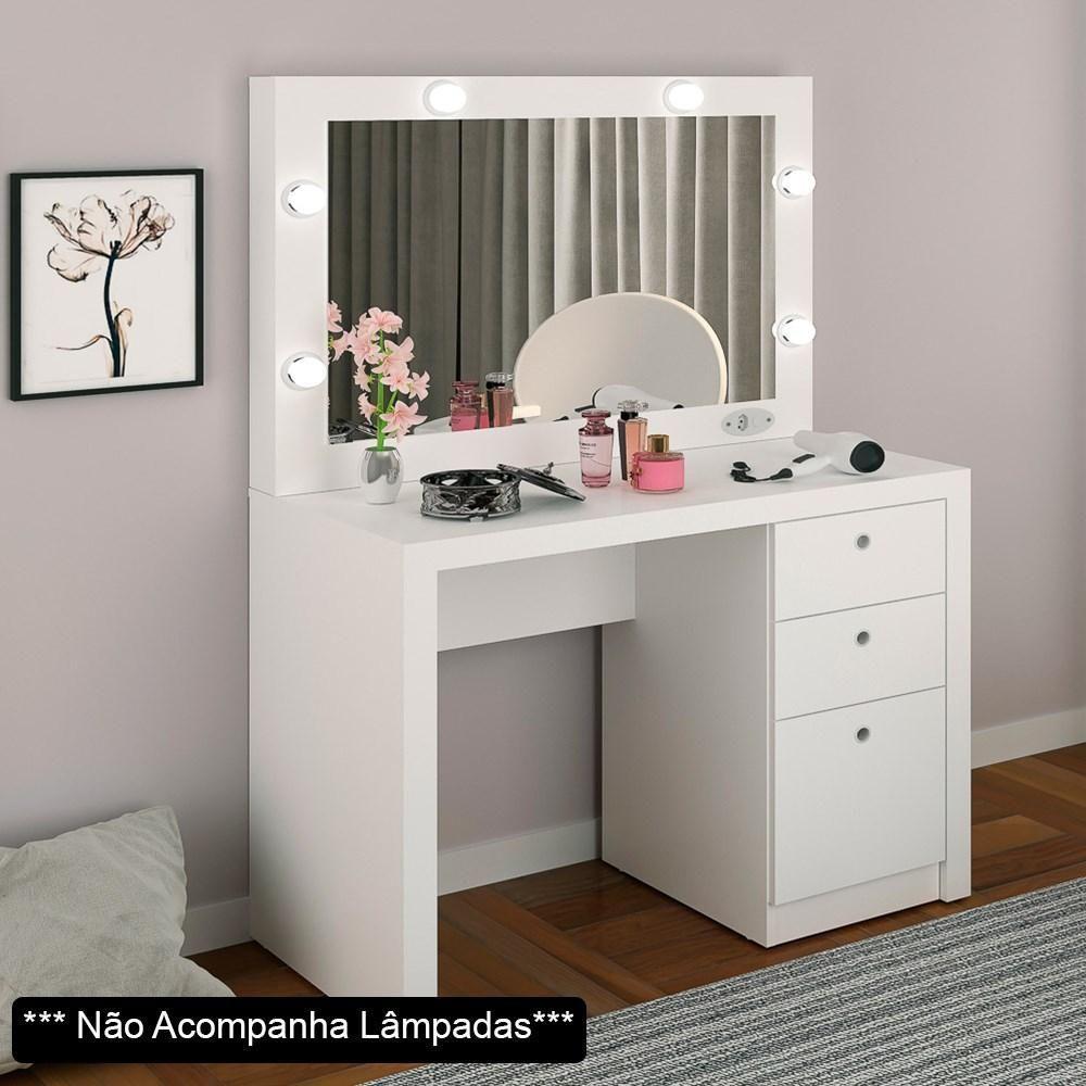 Penteadeira Camarim Com Espelho 3 Gavetas Pe2010 Branco - Tecno Mobili - 2
