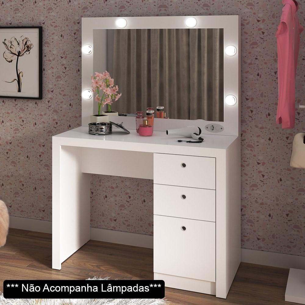 Penteadeira Camarim Com Espelho 3 Gavetas Pe2010 Branco - Tecno Mobili - 4