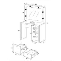 Penteadeira Camarim Com Espelho 3 Gavetas Pe2010 Branco - Tecno Mobili - 5