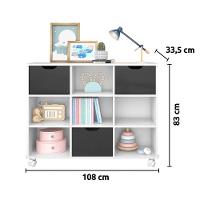 Nicho Organizador Com Rodízios Toys 3 Gavetas Q01 Branco-preto - Mpozenato
