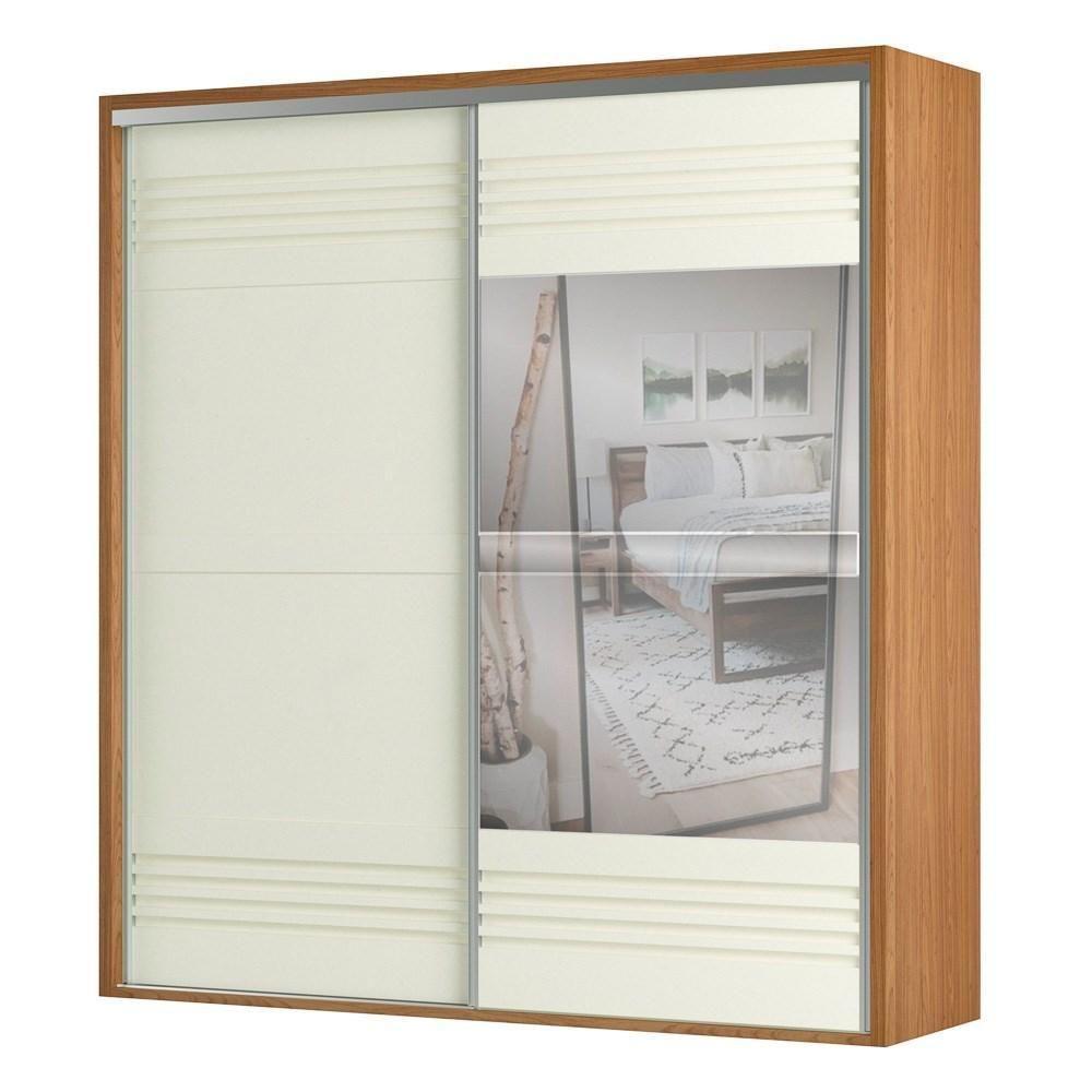 Guarda Roupa Casal Com Espelho 223cm 2 Portas 100% Mdf Tw602e Freijó-off White - Dalla Costa - 1